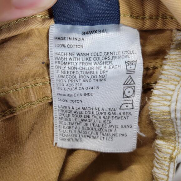 Nautica The Spinnaker Pant Men's Size 34x34 (34x32) Tan Straight Fit Cotton - Picture 4 of 9